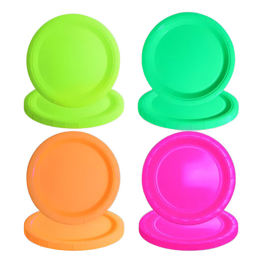 Pack 6 Platos Desechables Fluor - Neon Cumpleaños