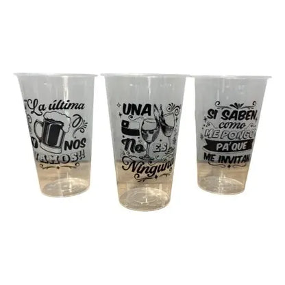 10 Vasos Reutilizables Dieciocheros Frases Típicas 500 Ml Transparente
