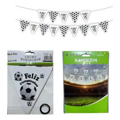Banderín Feliz Cumpleaños Futbol Decoración Fútbol