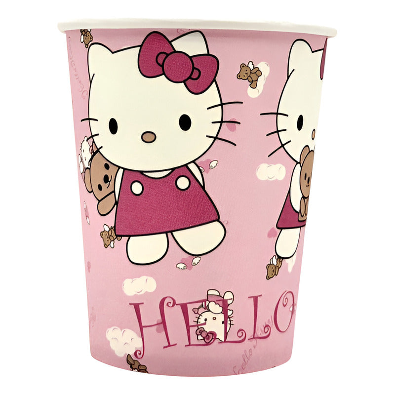Pack 6 Vasos Cumpleaños Hello Kitty Desechables Rosa