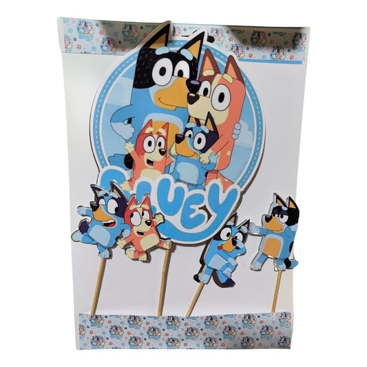Pack 4 Topper Para Torta De Cumpleaños Bluey