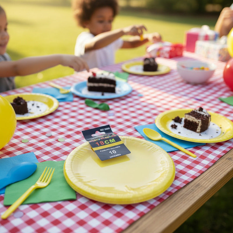 Pack 10 Platos Plásticos De Color A Elección Celebraciones