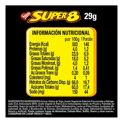 Oblea Bañada Super 8® Caja 24x29g Super8 Nestlé Chocolate Con Sin Agregado Caja De 24 Unidades 29 g 24 U