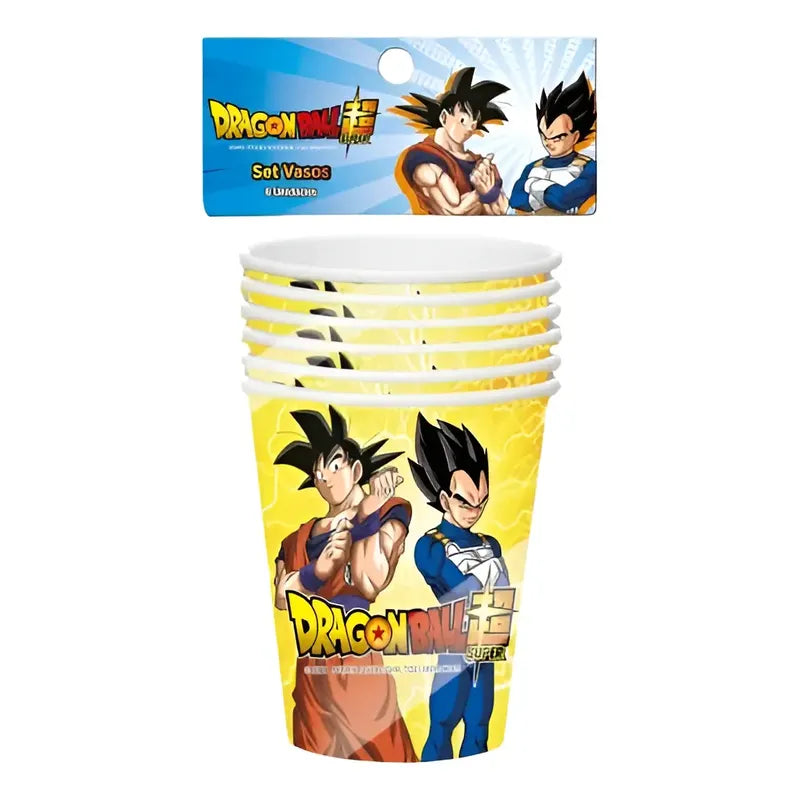 Pack 6 Vasos Cumpleaños Dragón Ball Z Amarillo