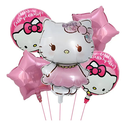 Set De Globos Metalizados Hello Kitty ( 5 Unidades ) Mora