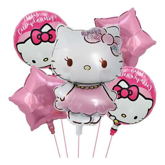 Set De Globos Metalizados Hello Kitty ( 5 Unidades ) Mora