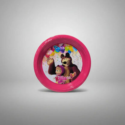 Plato Masha Y El Oso Fiesta Infantil Rosado X 6 Fucsia