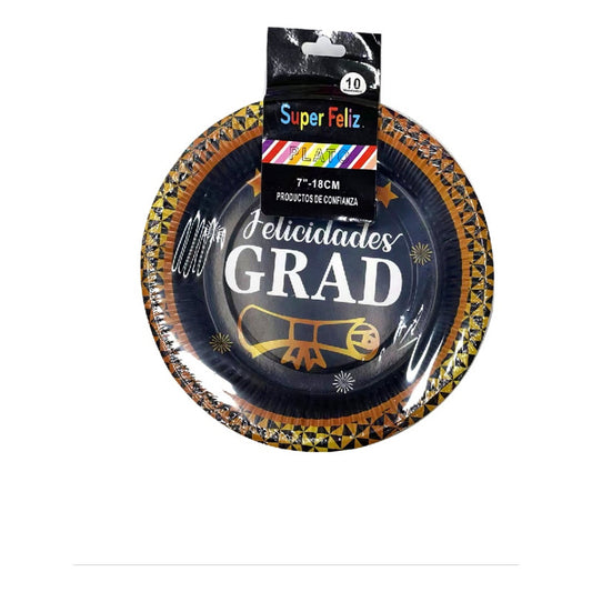 Pack 10 Platos De Graduación 18 Cm (desechables)