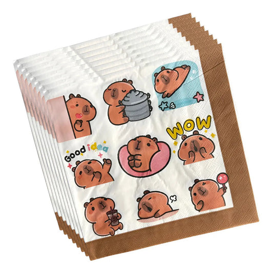 16 Servilletas De Papel Capibara Capybara Feliz Cumpleaños Marrón