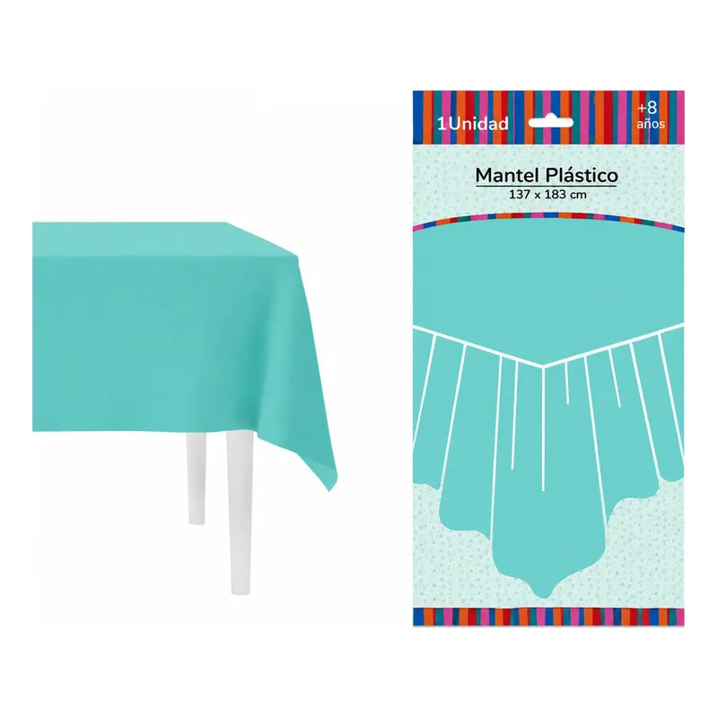 Mantel De Mesa Rectangular Liso Colores Pasteles 137x183 Celeste