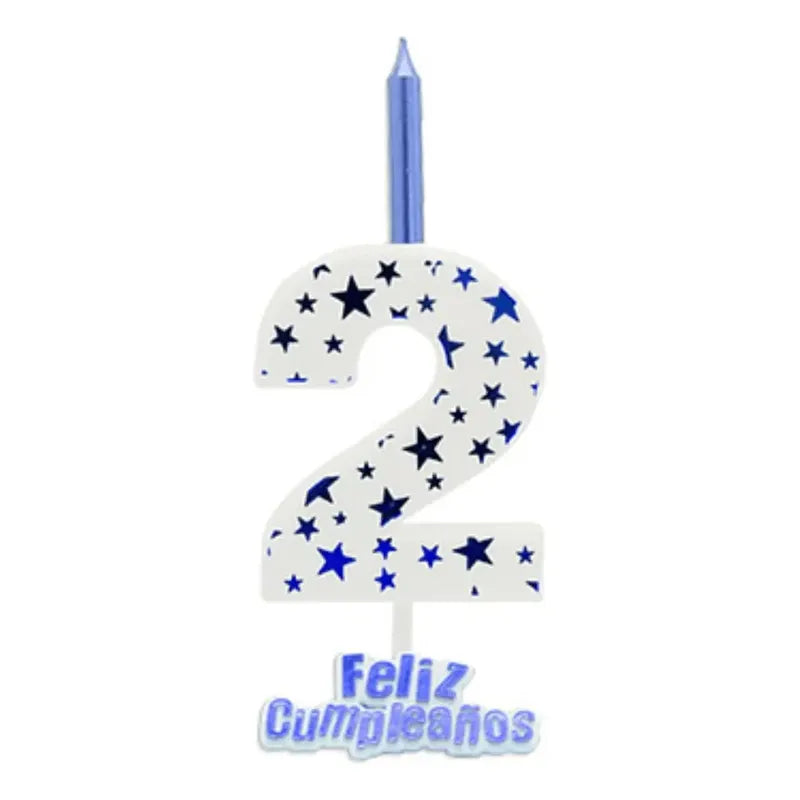 Vela De Cumpleaños Numero Estrella Azul