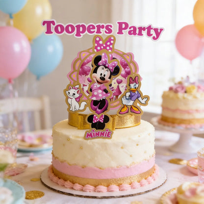 Topper Decoración Torta Minnie Mouse Fiesta Cumpleaños Rosa