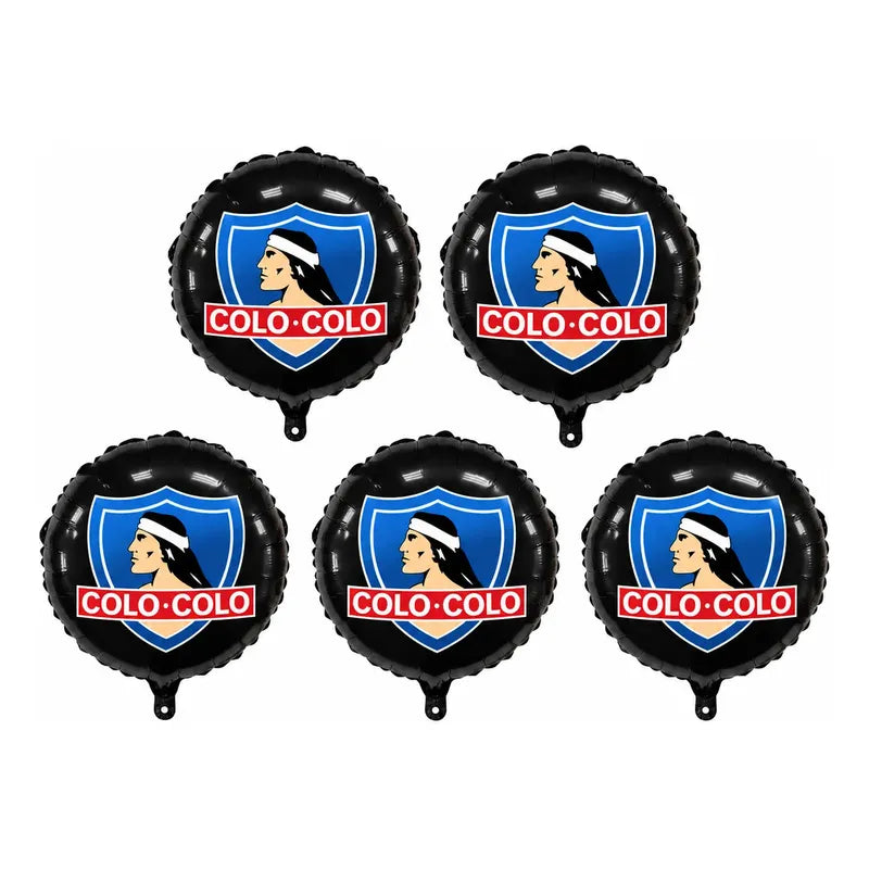 Pack 5 Globos Metálicos Colo-colo Fiesta Cotillón Cumpleaños Negro