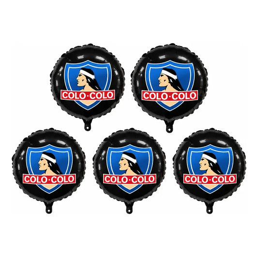 Pack 5 Globos Metálicos Colo-colo Fiesta Cotillón Cumpleaños Negro
