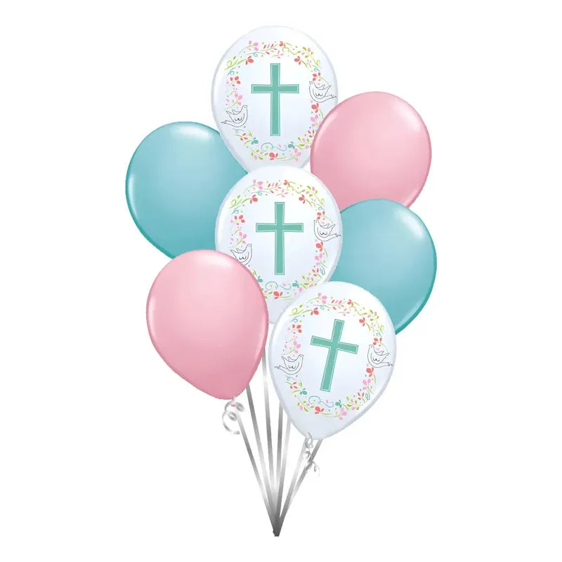 Pack 7 Globos Latex Cotillón Bautizo Blanco
