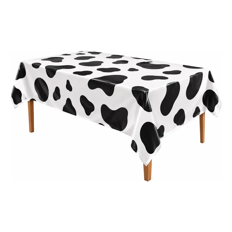 Mantel Plástico Rectangular Con Diseño Manchas De Vaca Blanco