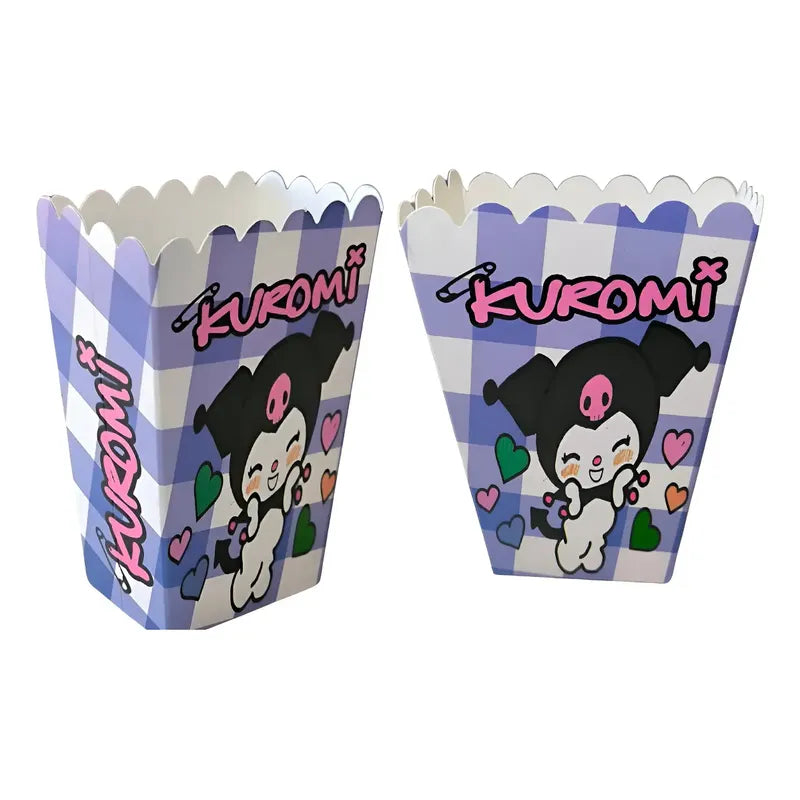 Pack 6 Cajas De Cabritas Pop Corn Kuromi Cotillón Violeta