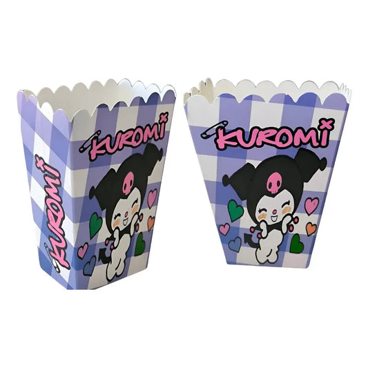 Pack 6 Cajas De Cabritas Pop Corn Kuromi Cotillón Violeta