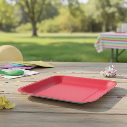 10 Platos De Cartón Cuadrados De Colores Cumpleaños 18 Cm