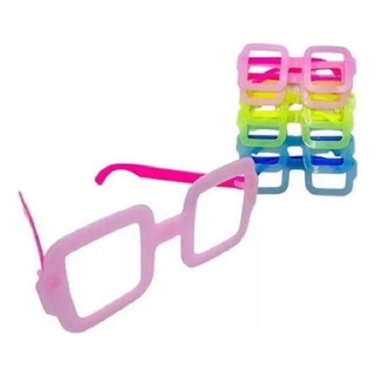 Pack De 6 Lentes Flúor Cuadrados Alumbran Cotillon
