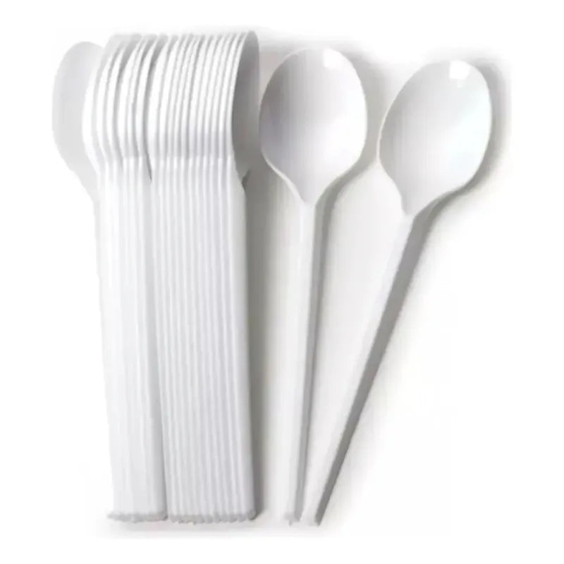 Pack 100 Cucharas Blancas Plásticas Desechables Blanco