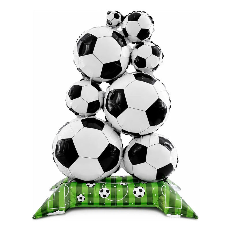Set Globo Gigante 150 Cm Forma Pelotas De Fútbol Blanco