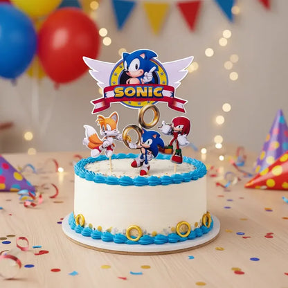 Pack 4 Topper Torta De Cumpleaños De Sonic
