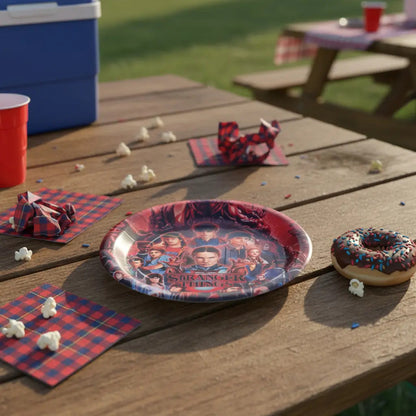 Set 6 Platos Cartón Stranger Things Cumpleaños Fiesta Rojo