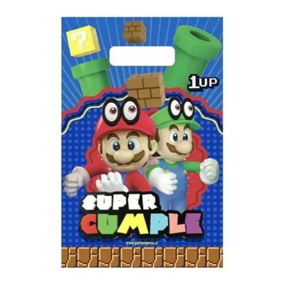 Pack 6 Bolsas De Cumpleaños Súper Mario Bros  Multicolor Super Mario Bros