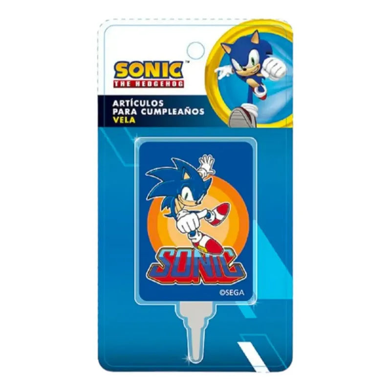 Vela De Cumpleaños Sonic Azul Cera 10cm Party Express