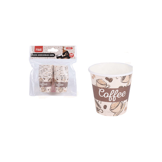 Pack 20 Mini Vasos De Café 60 Ml