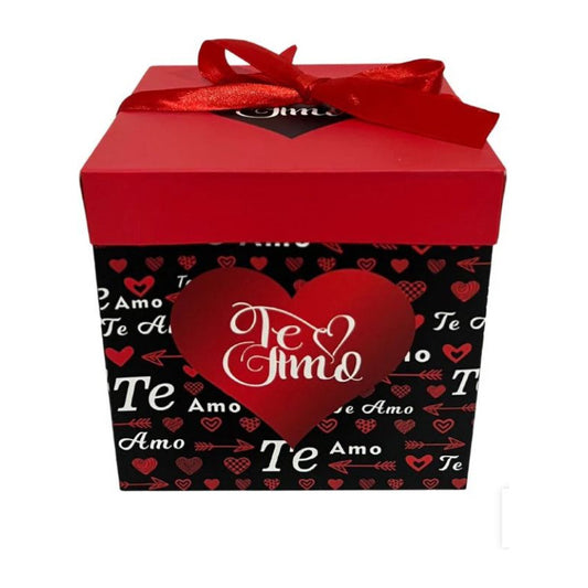 Caja De Regalo San Valentin Te Amo Negro 22x22 Cm