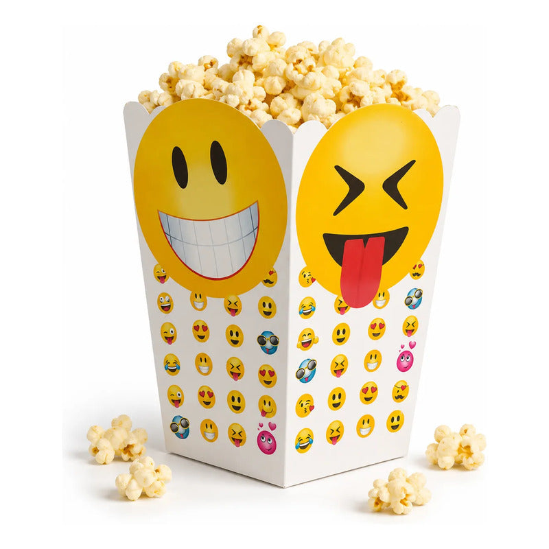 X 6 Caja De Palomitas Pop Corn , Cabritas Diseño Emoji Amarillo