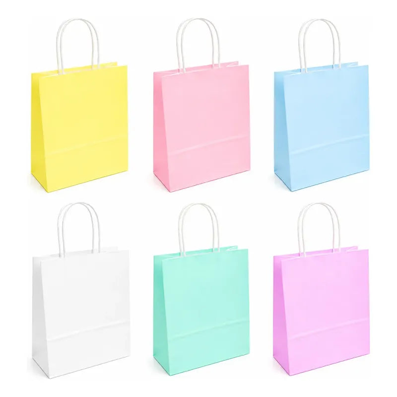 Bolsas De Papel Colores Pastel Con Asa-pack 6 Unidades 22x27 Surtido