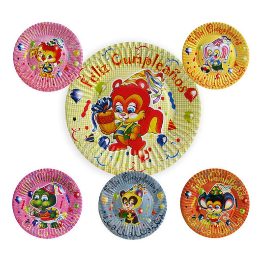 10 Platos Cumpleaños Retro Cotillón Vintage Ochentero