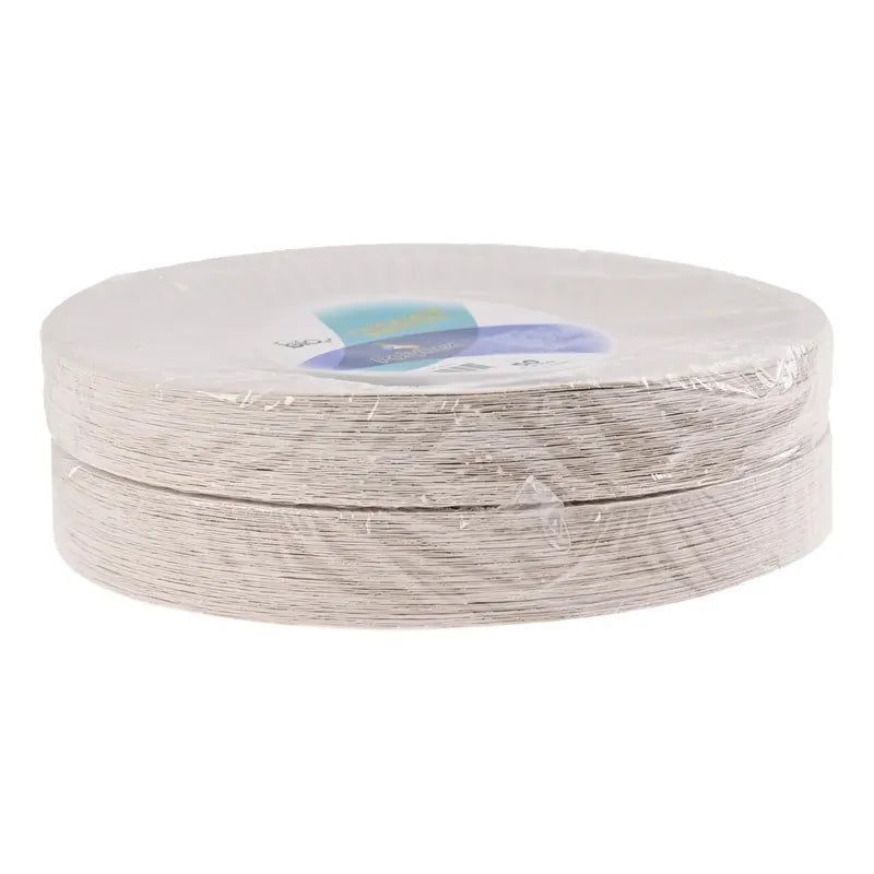 100 Platos De Carton # 3, Pastel Biodegradable, 15 Cm Color Blanco