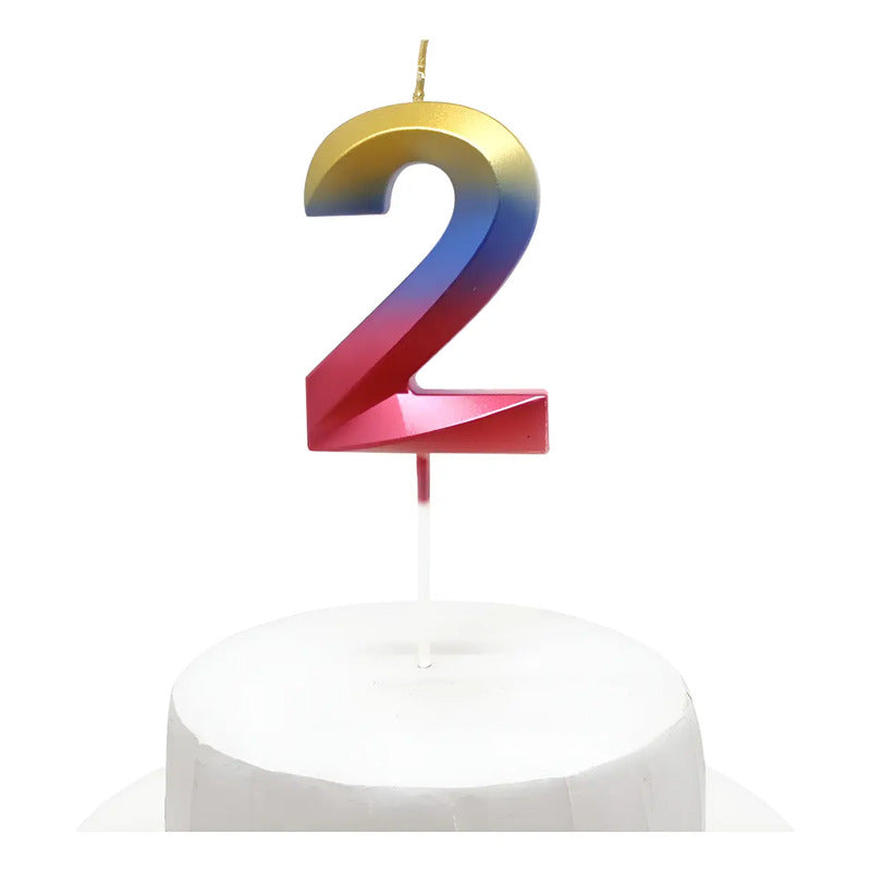 Vela De Cumpleaños Numeral Tornasol Brillante 5x7 Cm