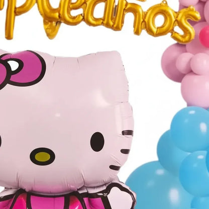 Decoración Globos Hello Kitty Cotillón Cumpleaños Rosa