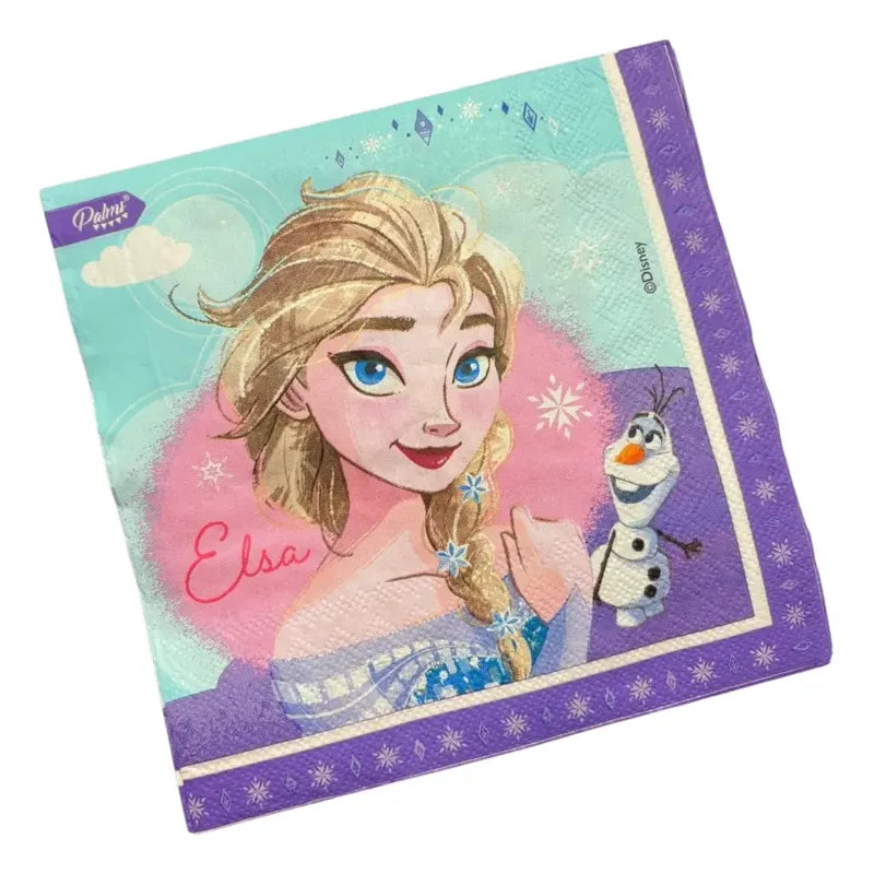 12 Servilletas De Papel Frozen Elsa Y Olaf Disney Cumpleaños Celeste