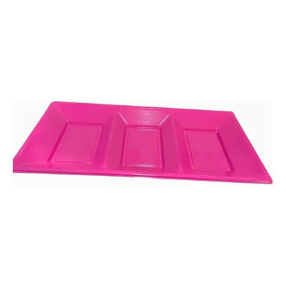 Pack 3 Bandejas Rectangular Compartida De Color  37x18 Cm