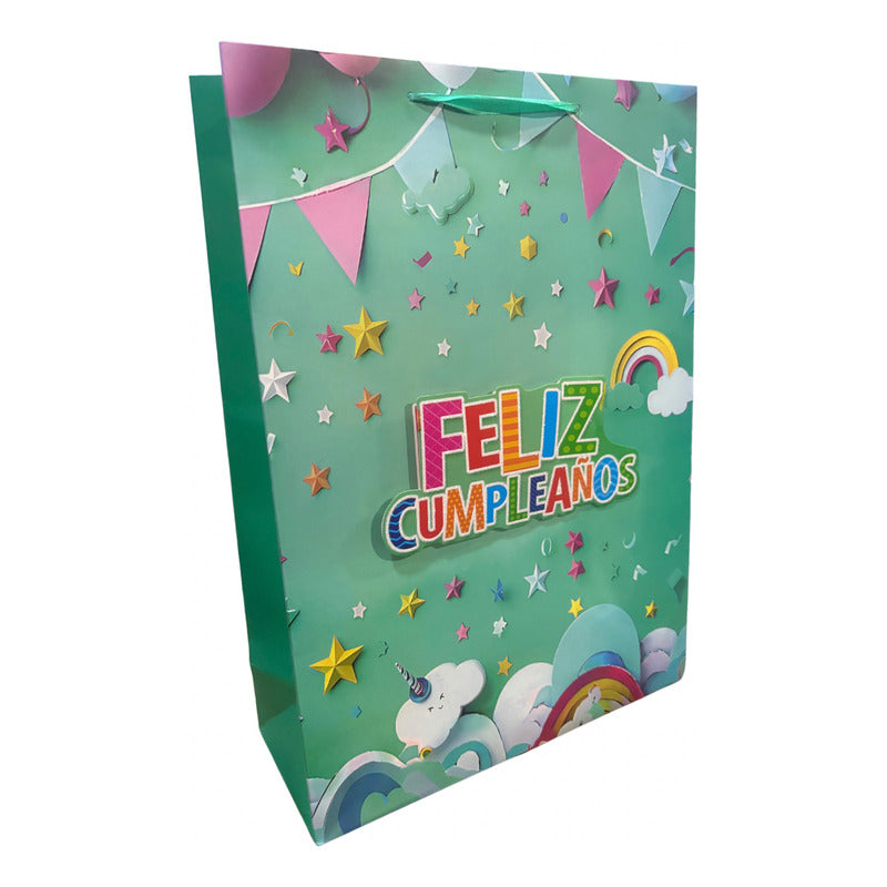 Bolsa De Regalo Feliz Cumpleaños 42x30x12 Cm