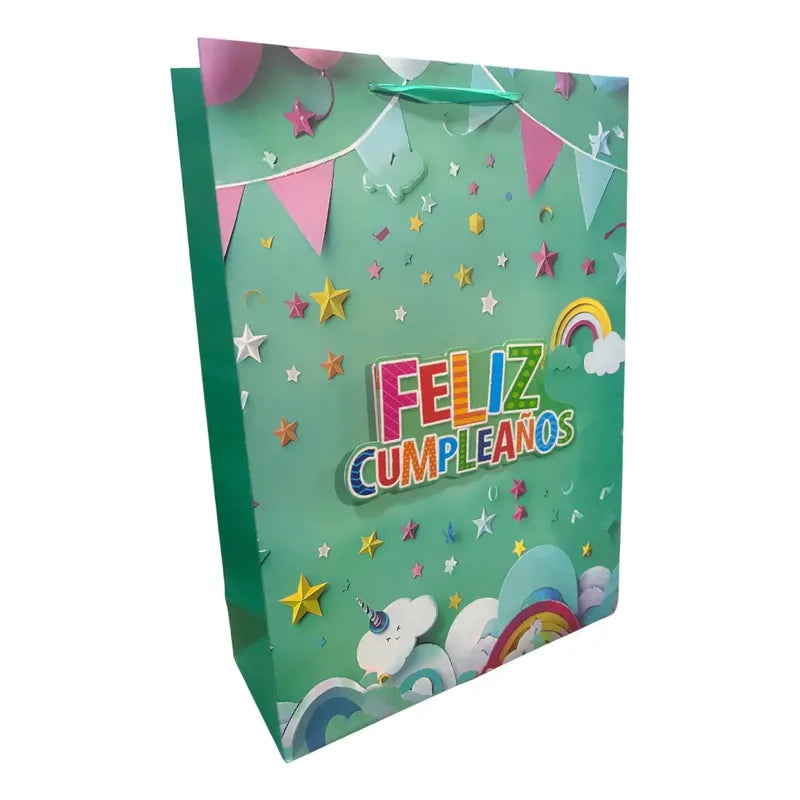 Bolsa De Regalo Feliz Cumpleaños 42x30x12 Cm