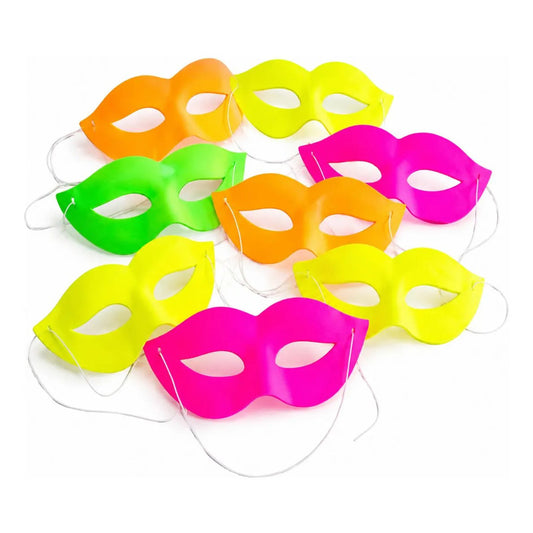 Pack 12  Antifaces Flúor Cotillón Fiesta Colores Neón Flúor