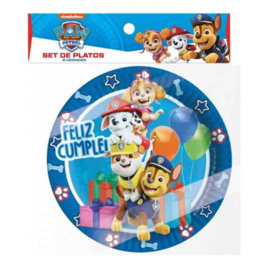 Pack 6 Platos De Cumpleaños Paw Patrol