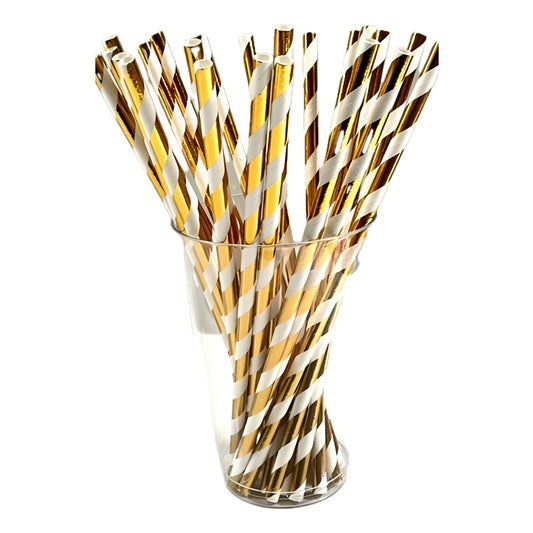 Pack 25 Bombillas Poli Papel Carton Desechables