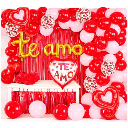 Kit Decoración Te Amo Con Globos Para Aniversario Y Enamorad