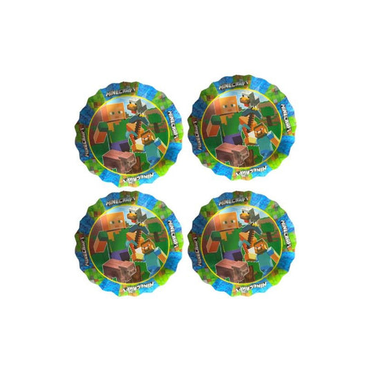 Pack 4 Bandejas Cumpleaños Minecraft ( Cartón 32 Cm )