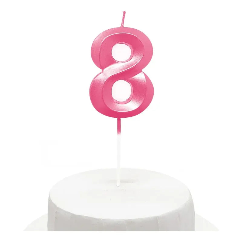 Vela De Cumpleaños Numeral Rosado Brillante 5x7 Cm