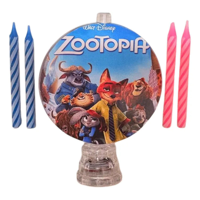 Vela Torta Cumpleaños Zootopia  Con 4 Velas Incluidas
