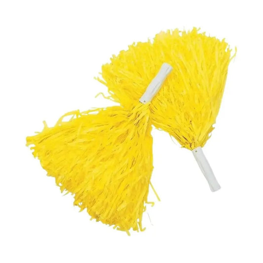 Set X 2 Pompones Plumeros Rojos De Porrista Cotillón Amarillo